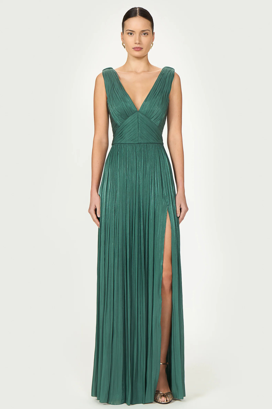 Anilia Lurex Georgette Plunge Neckline Gown