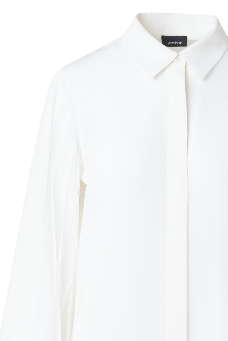 Silk Crepe Blouse with Shirt Collar