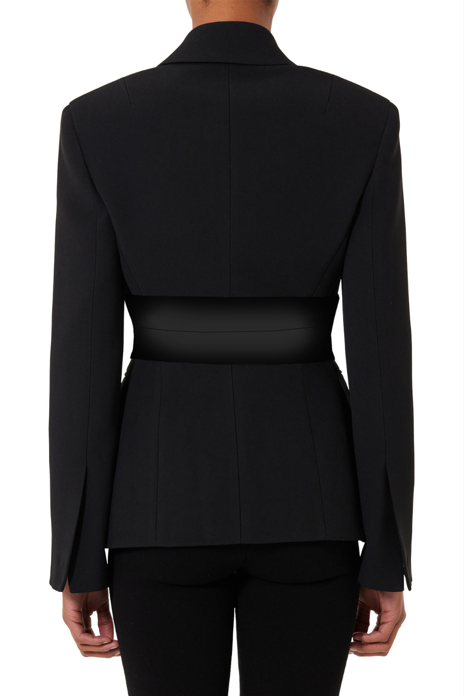 Tailored Wool Blazer with Satin Belt