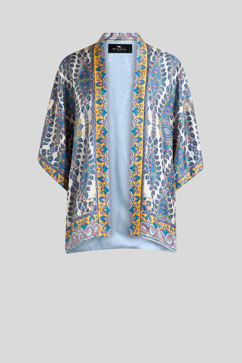 Silk Kimono with Vibrant Paisley Pattern