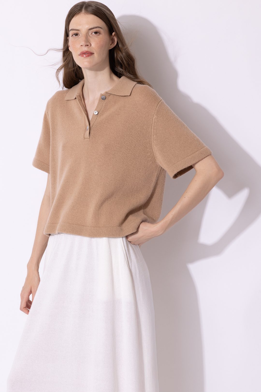 Short-Sleeve Knit Polo with Palm Detail