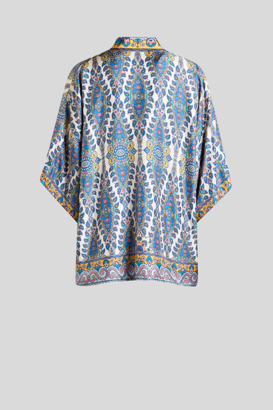 Silk Kimono with Vibrant Paisley Pattern