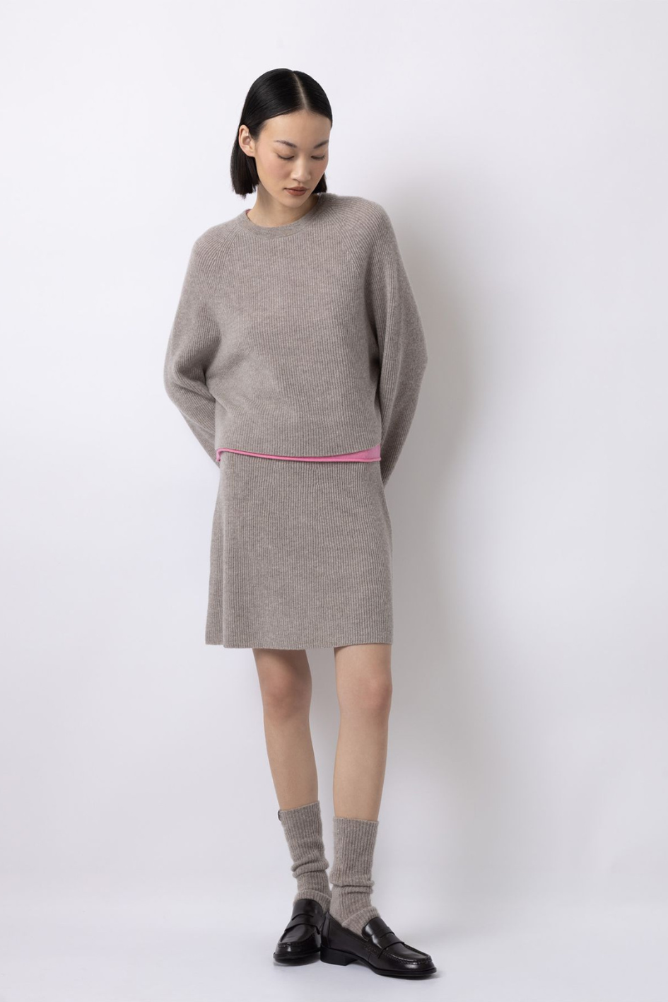 Ribbed Cashmere Mini Skirt