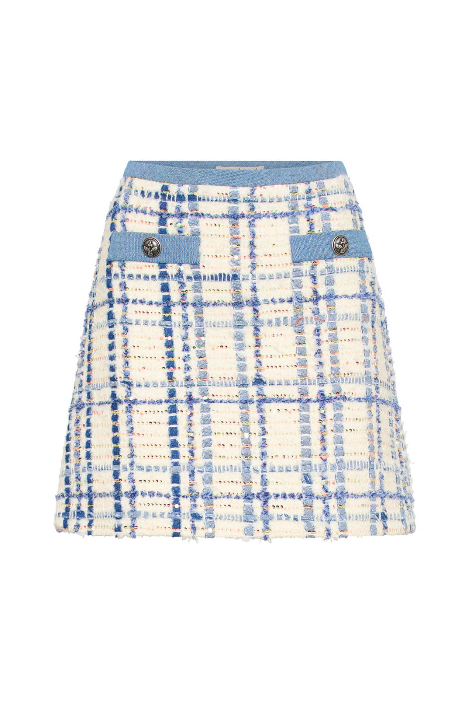 Mini Skirt with Check Pattern and Pocket Details