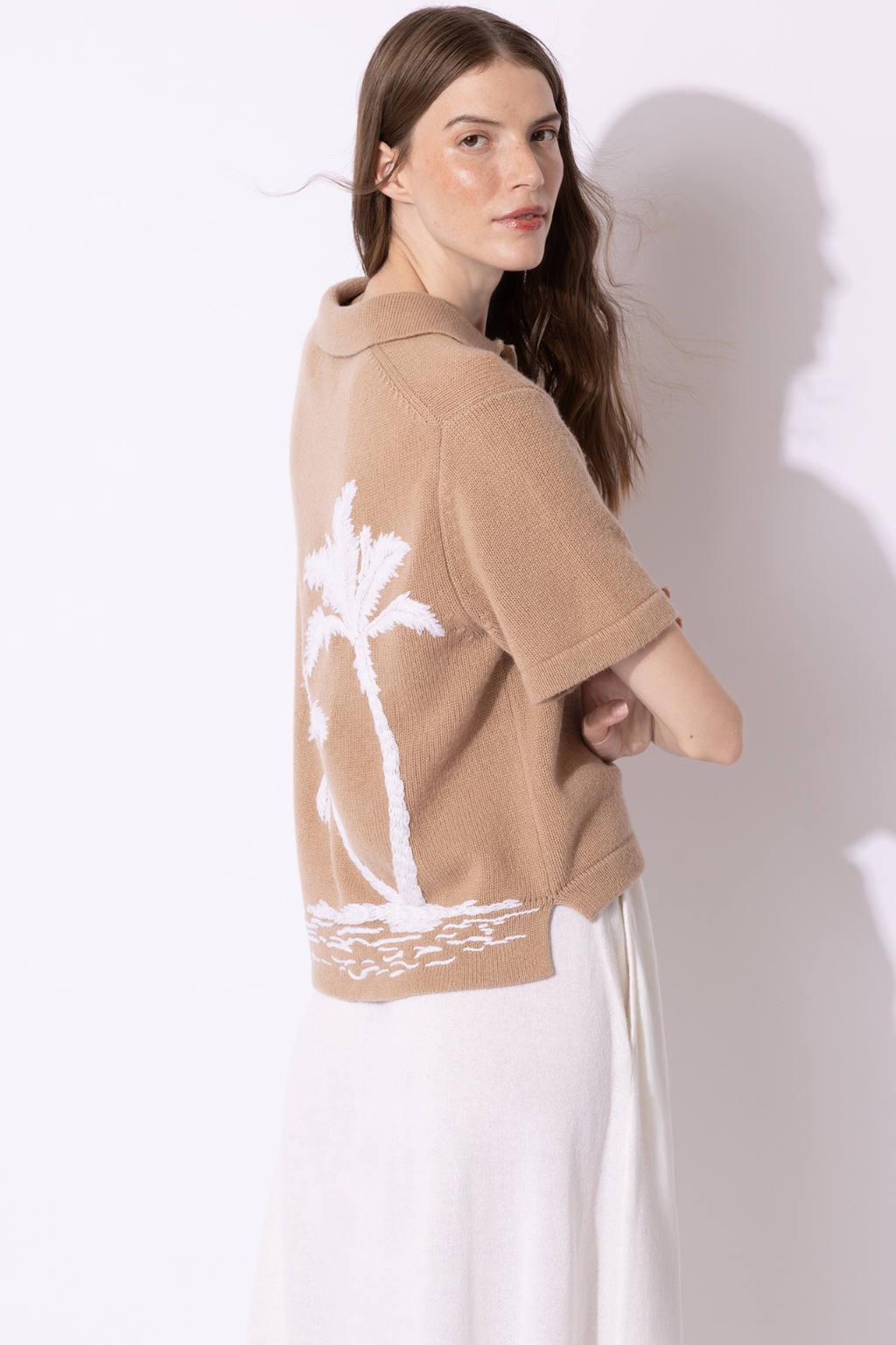 Short-Sleeve Knit Polo with Palm Detail