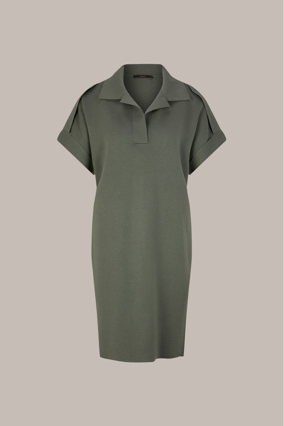 Double-Wool Knit Dress with Polo Collar