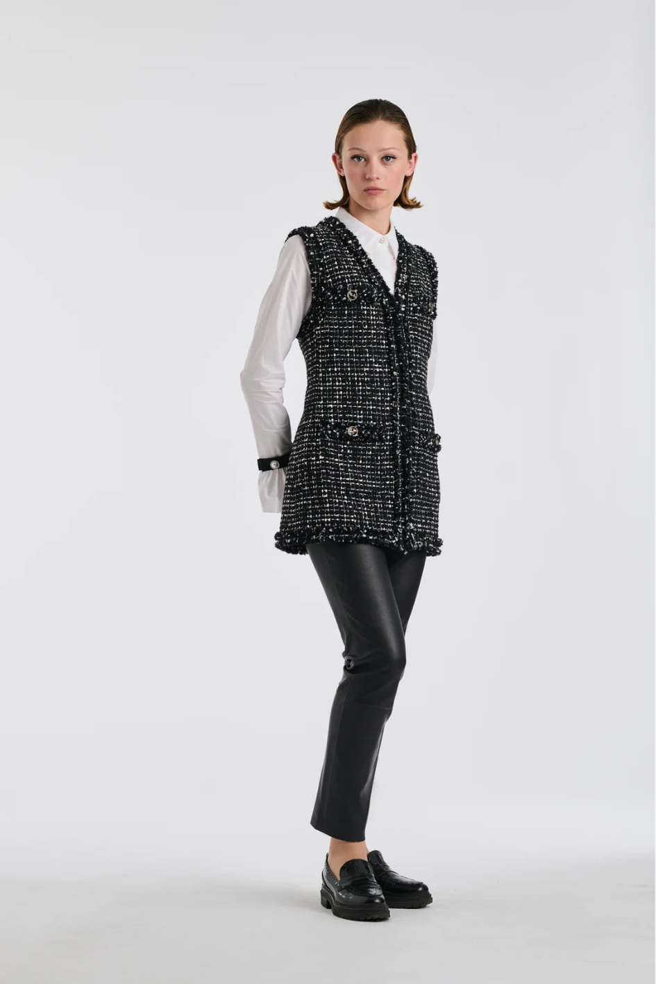 Bicolor Veste with Patch Pockets