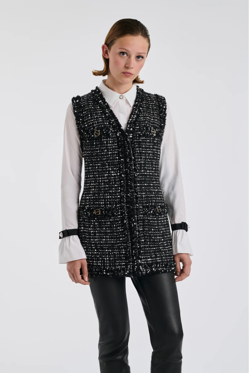 Bicolor Veste with Patch Pockets