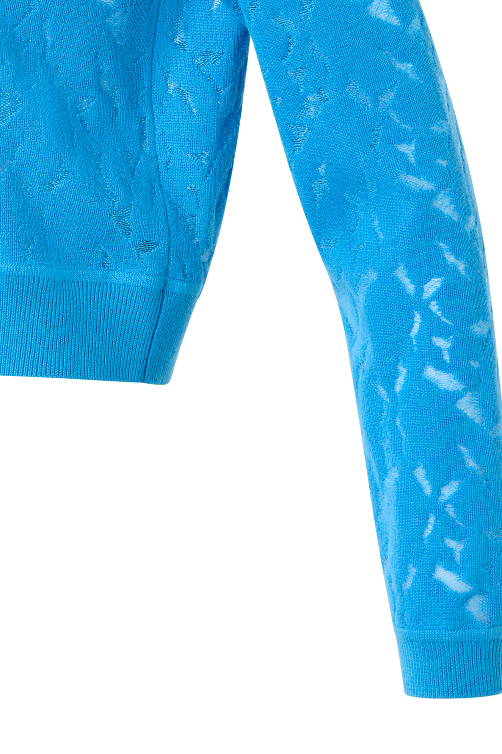 Wool Silk Intarsia Short Cardigan with V-Neck