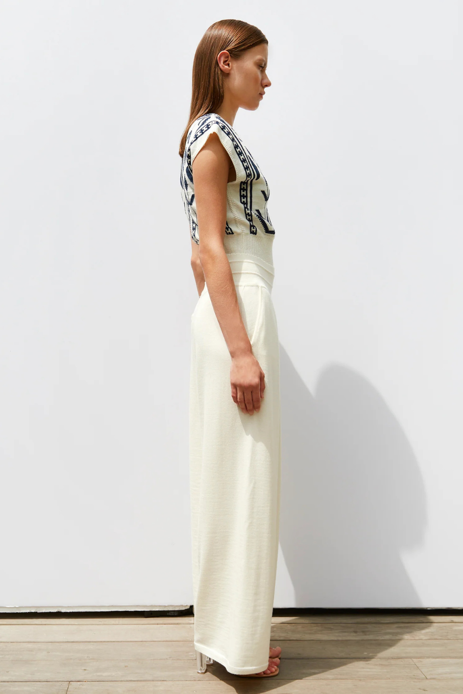 Jacquard Knit V-Top