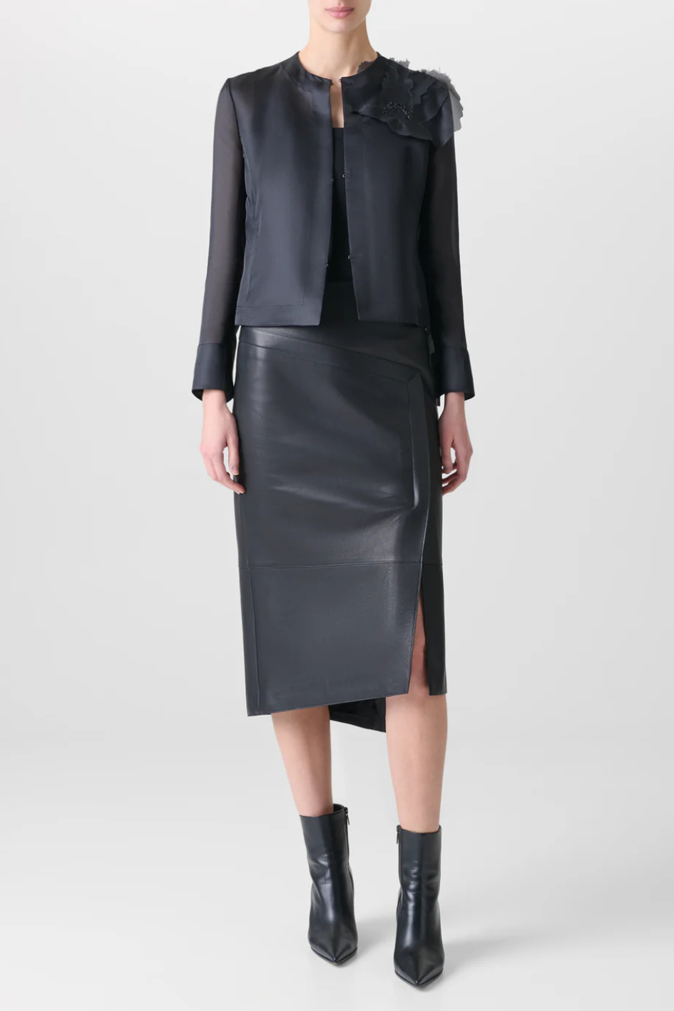 Asymmetric Leather Skirt