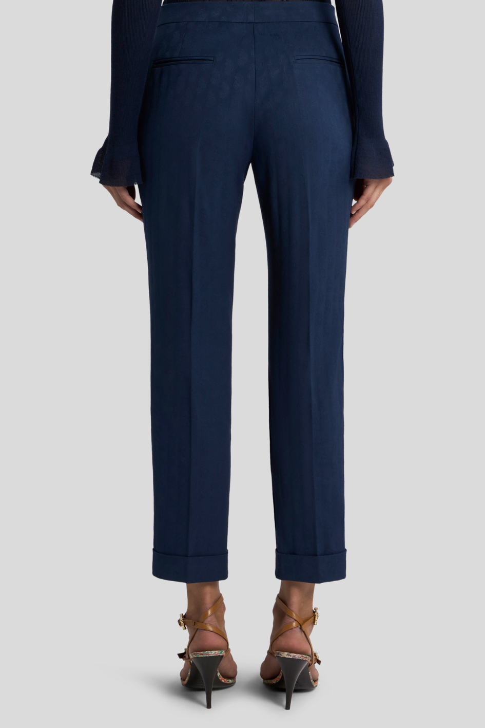 Tailored Straight-Leg Trousers with Turn-Up Hem