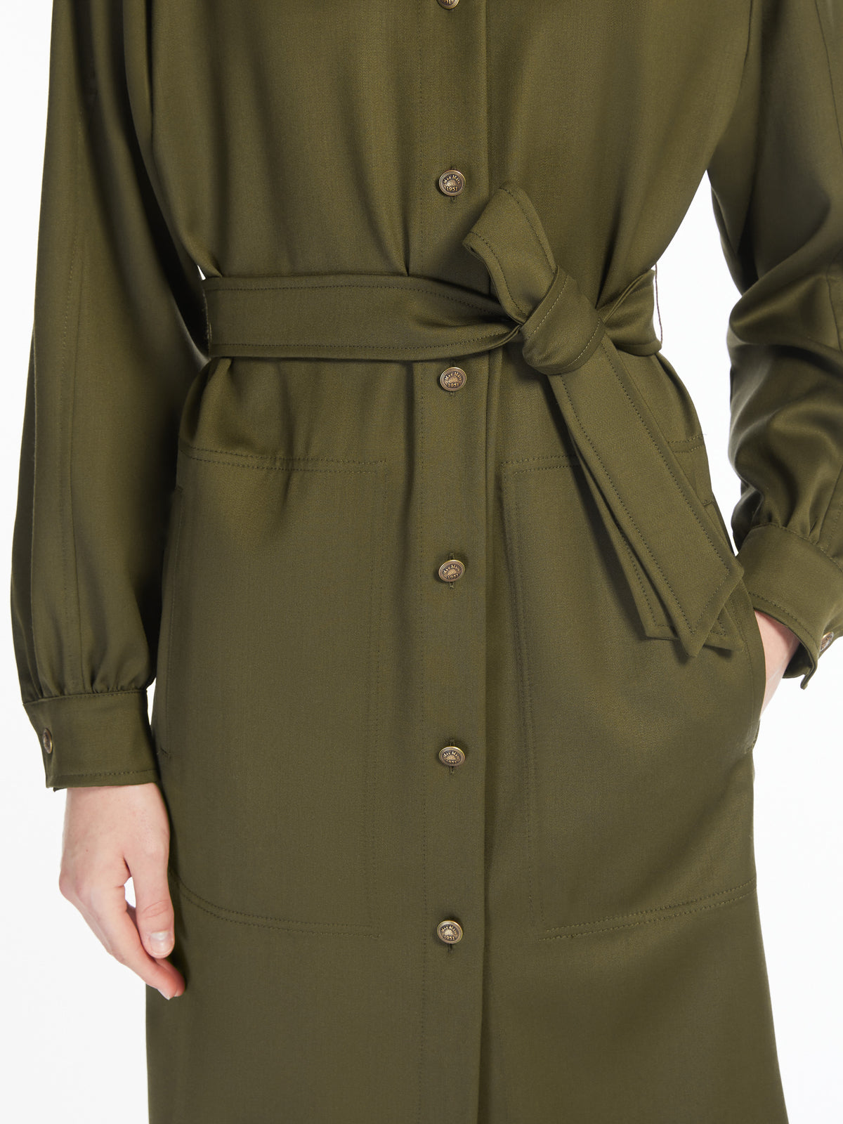 Wool satin shirt dress