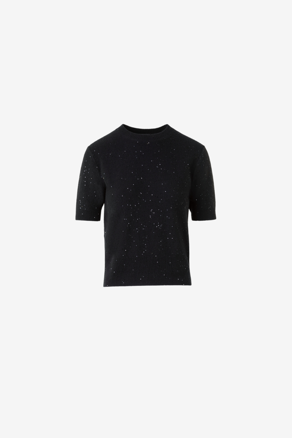 Knit Sweater in Wool Cashmere with Tonal Sequins