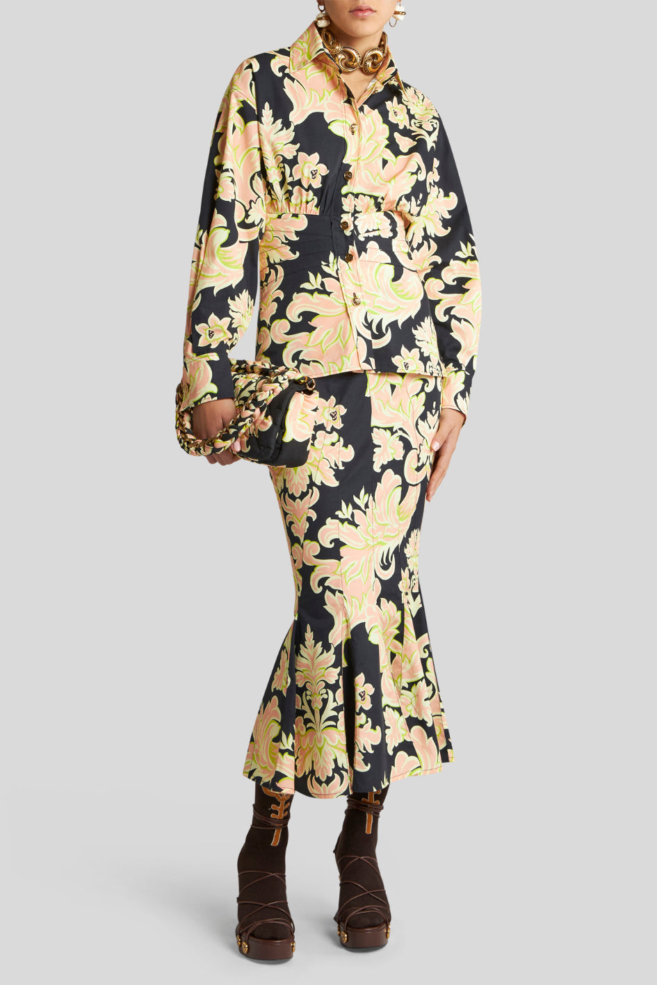 Tailored Blouse with Paisley Pattern