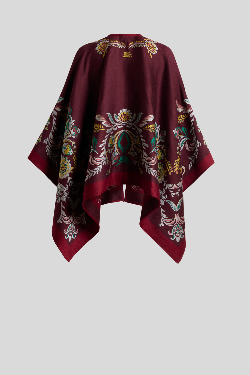 Floral Embroidered Cape in Deep Burgundy