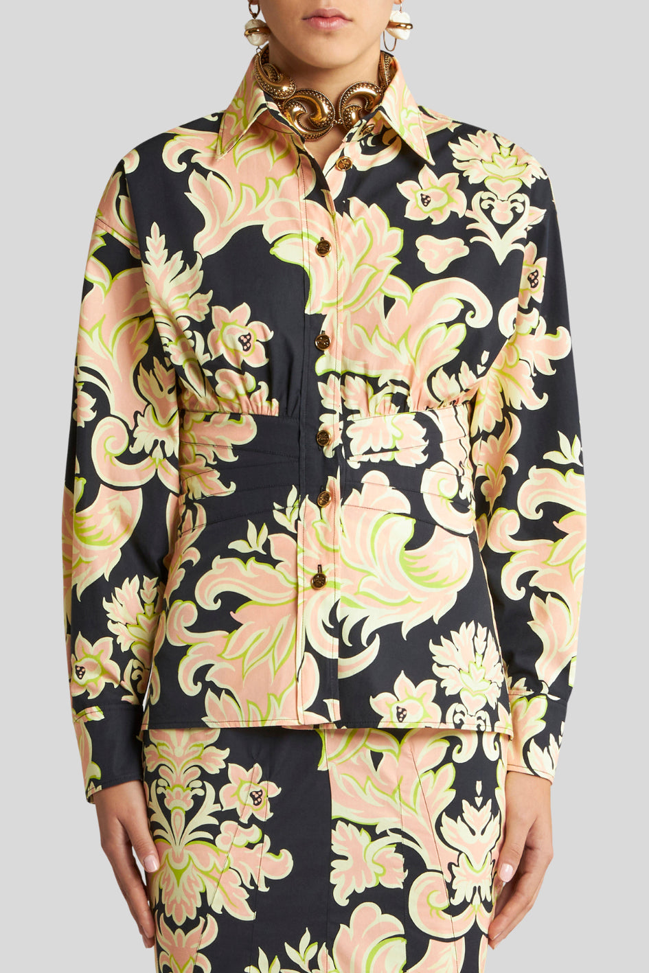 Tailored Blouse with Paisley Pattern