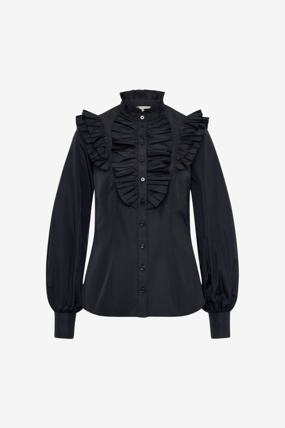 Blouse with Voluminous Sleeves and Ruffled Details