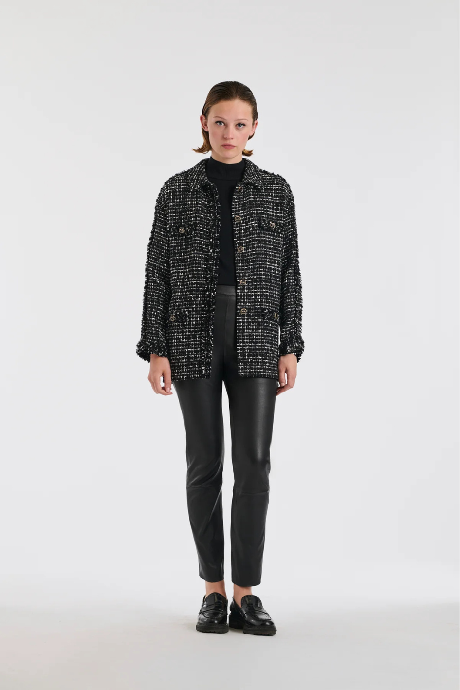Bicolor Over Shirt with Fringes