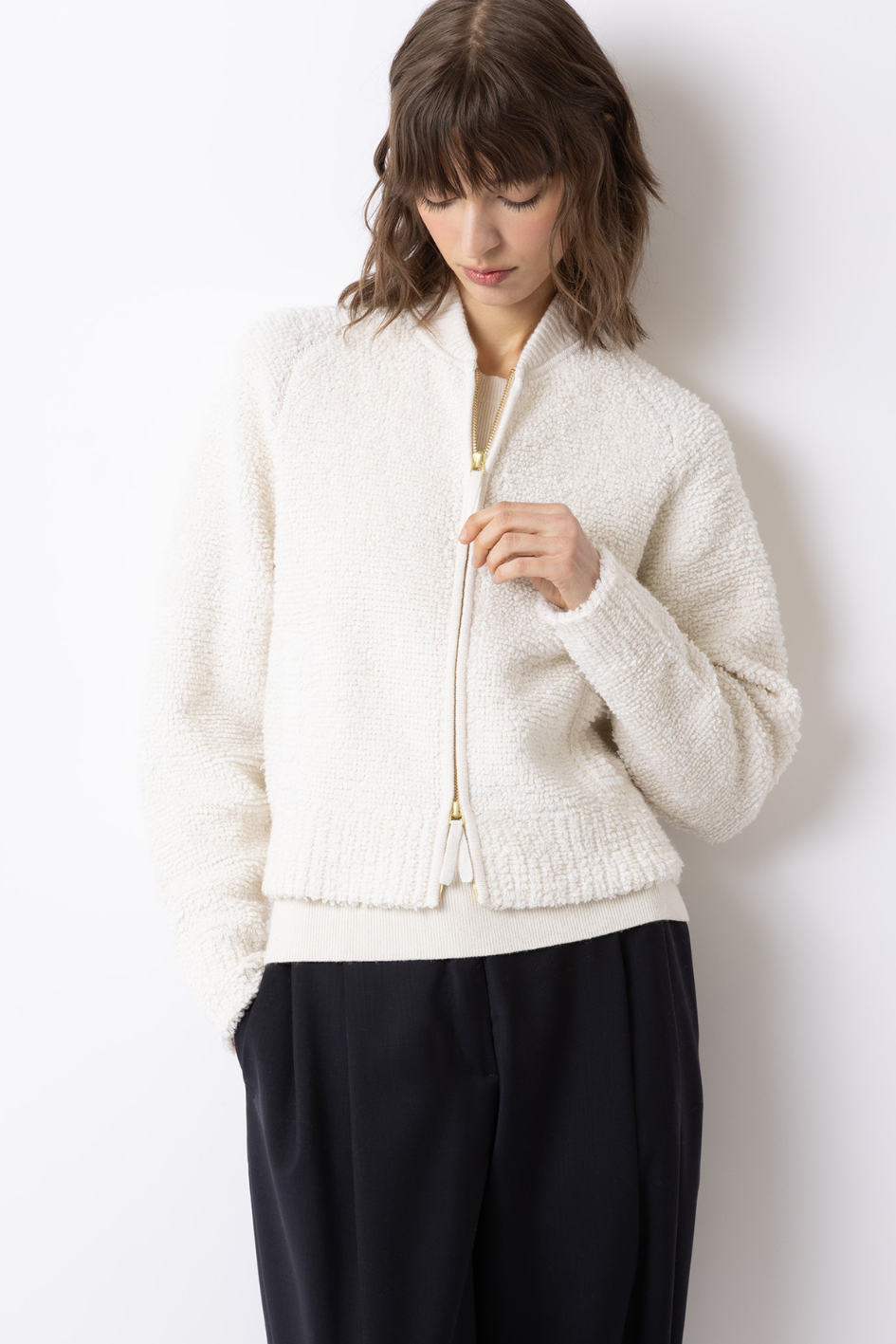 Teddy Knit Bomber Jacket