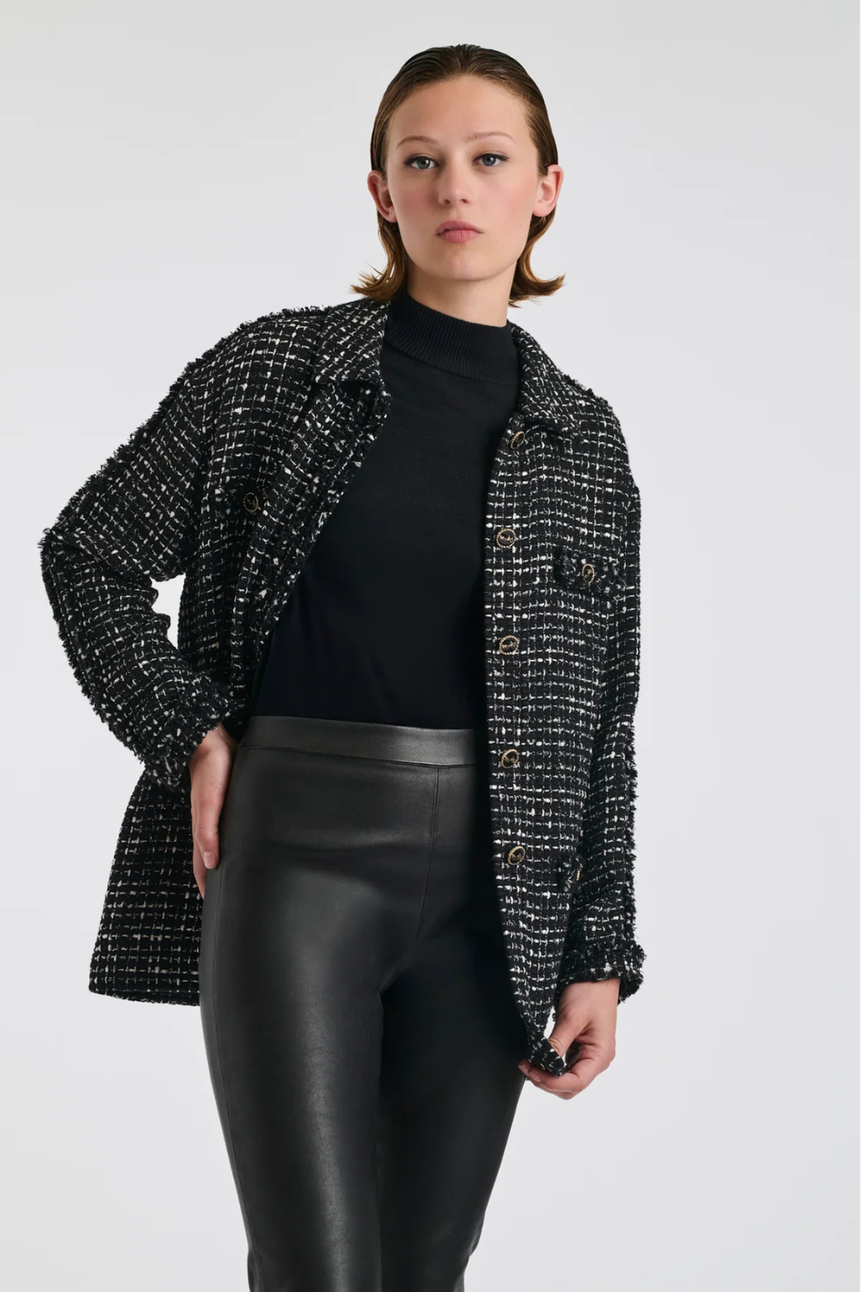 Bicolor Over Shirt with Fringes