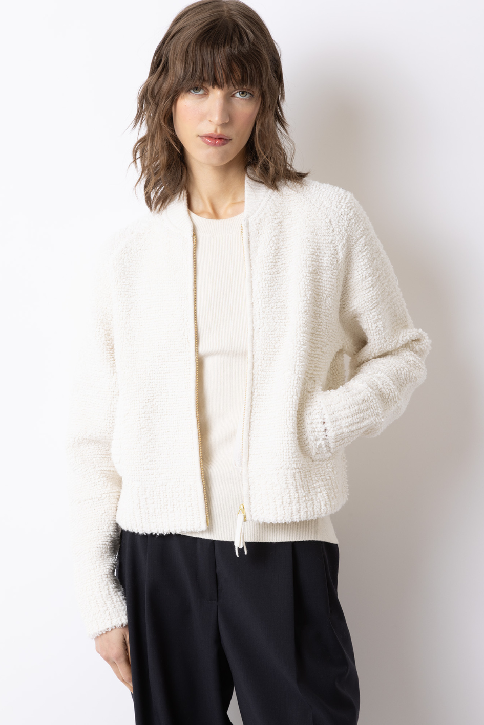 Teddy Knit Bomber Jacket