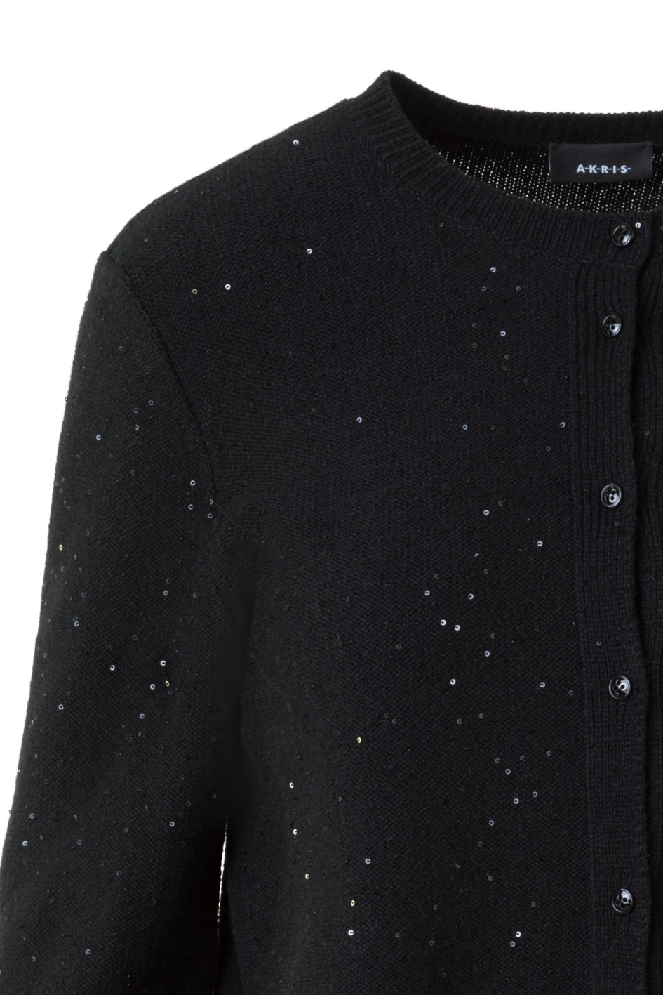 Knit Cardigan in Wool Cashmere with Tonal Sequins