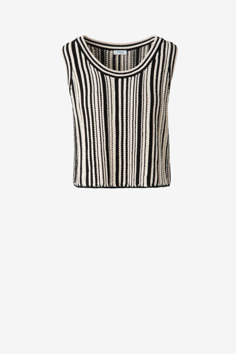 Sleeveless Knitted Top with Striped Pattern