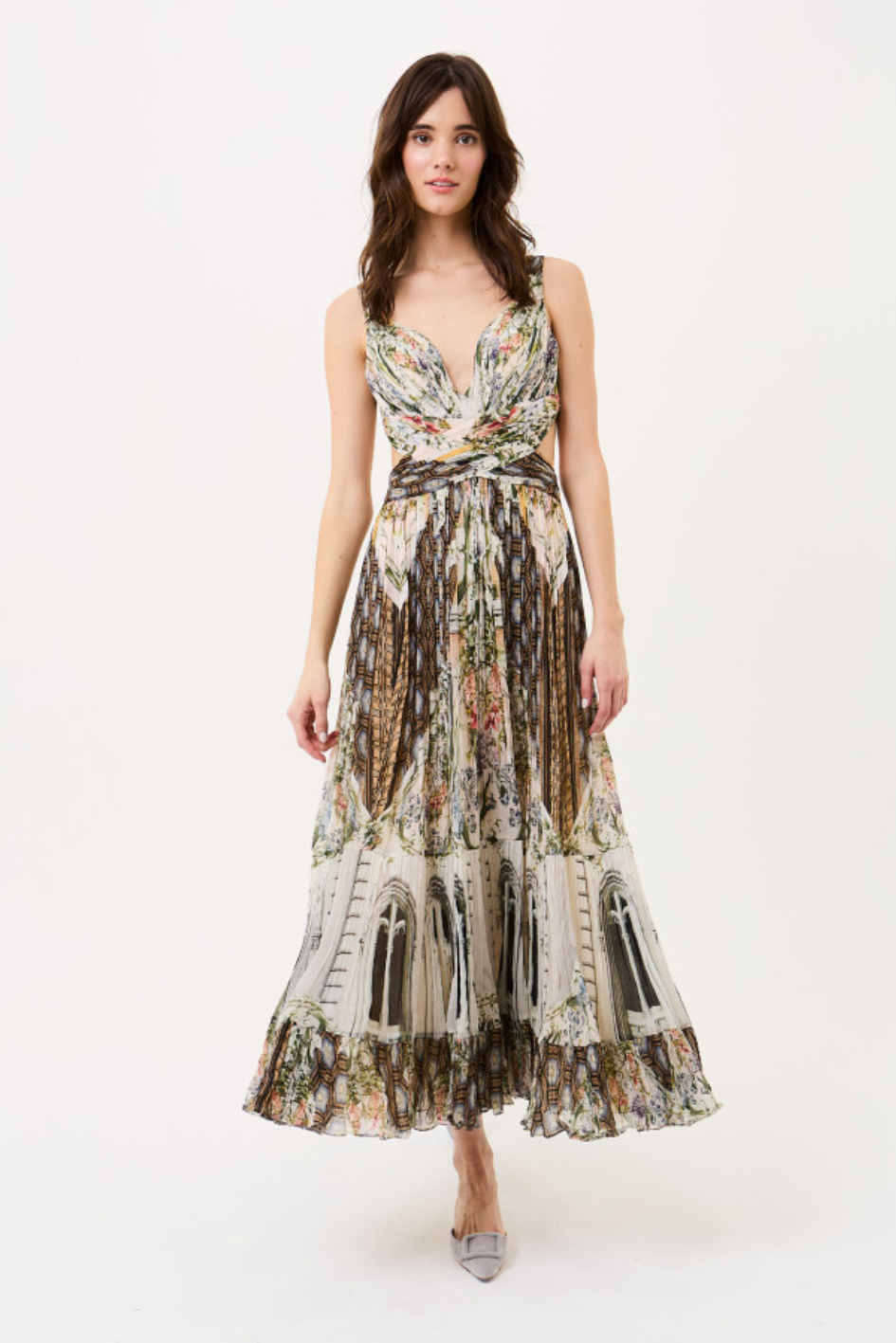 Floral Facade cut-out Dress