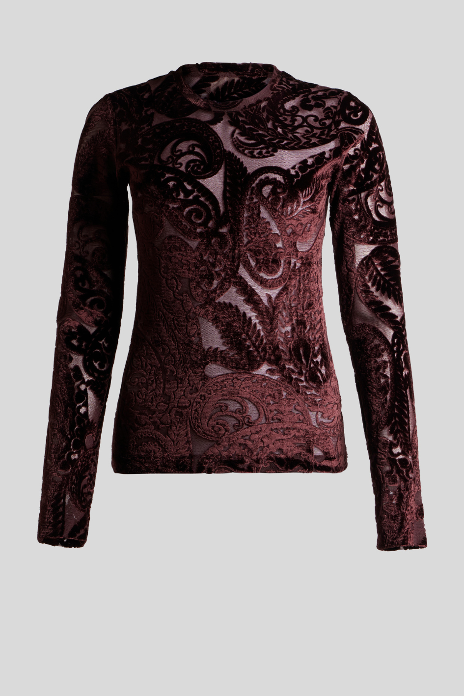 Velvet Jacquard Long-Sleeve Top