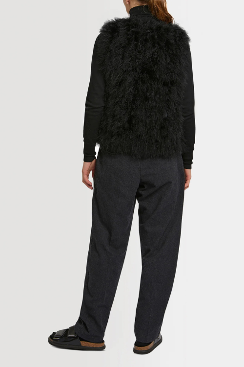 Long black Gilet Feather