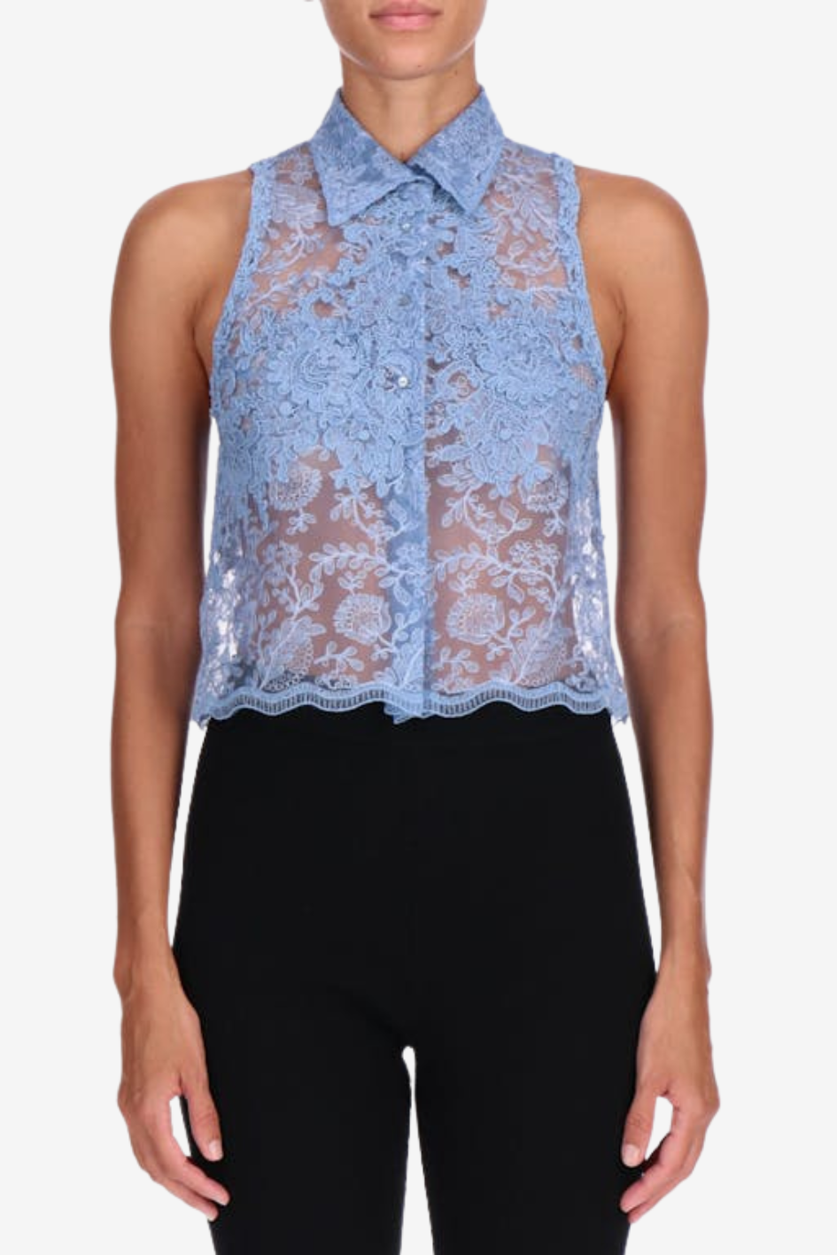 Sleeveless Lace Cropped Blouse