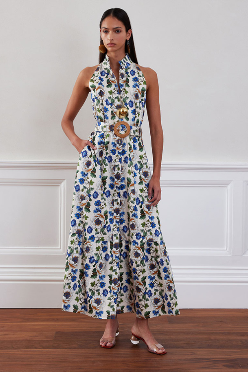 Biba Midi Dress with Belt in White