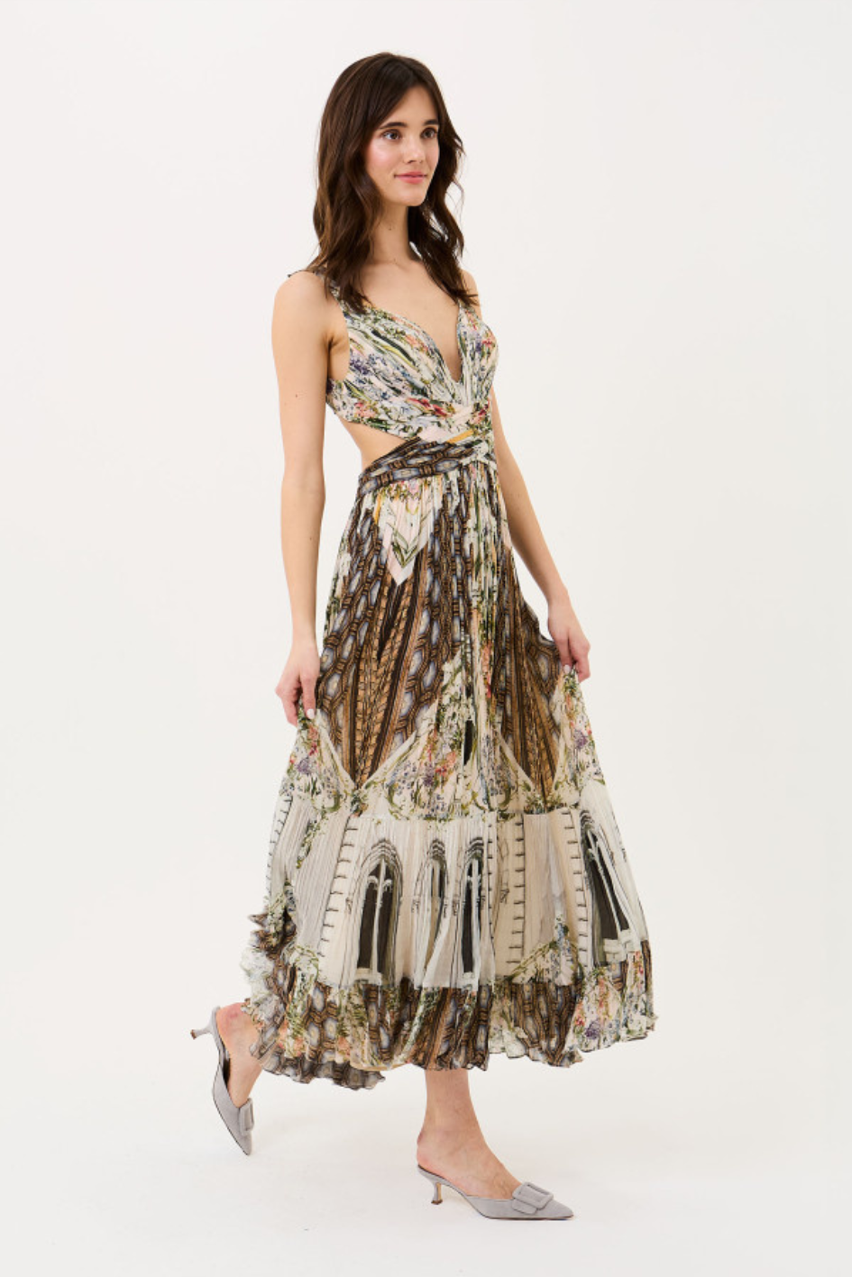 Floral Facade cut-out Dress
