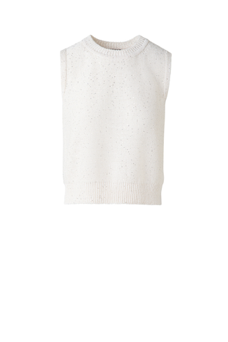 Sleeveless Linen-Cotton Knit Top