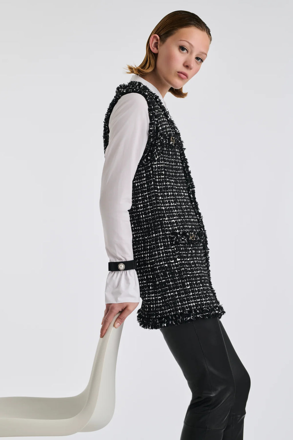 Bicolor Veste with Patch Pockets