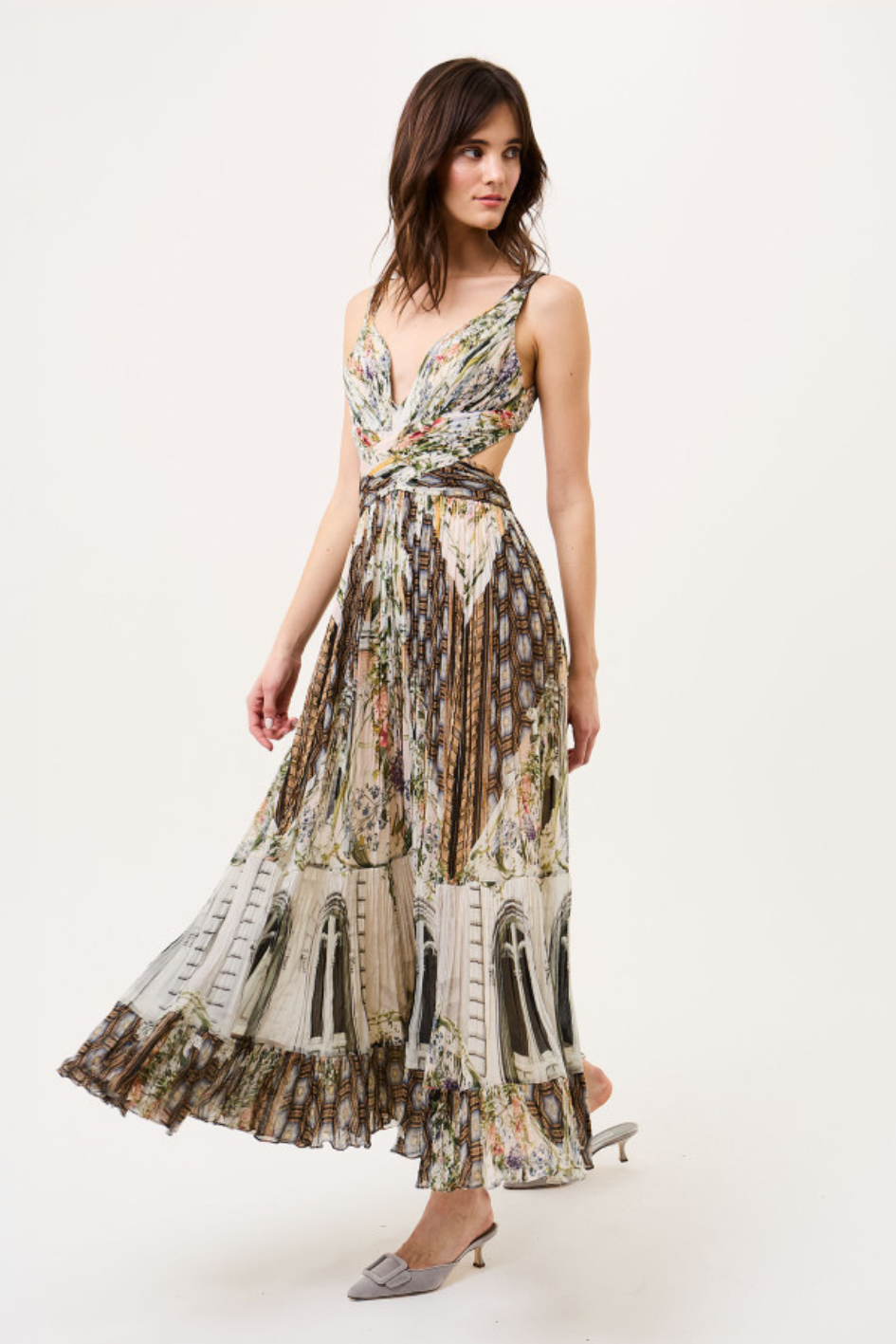 Floral Facade cut-out Dress