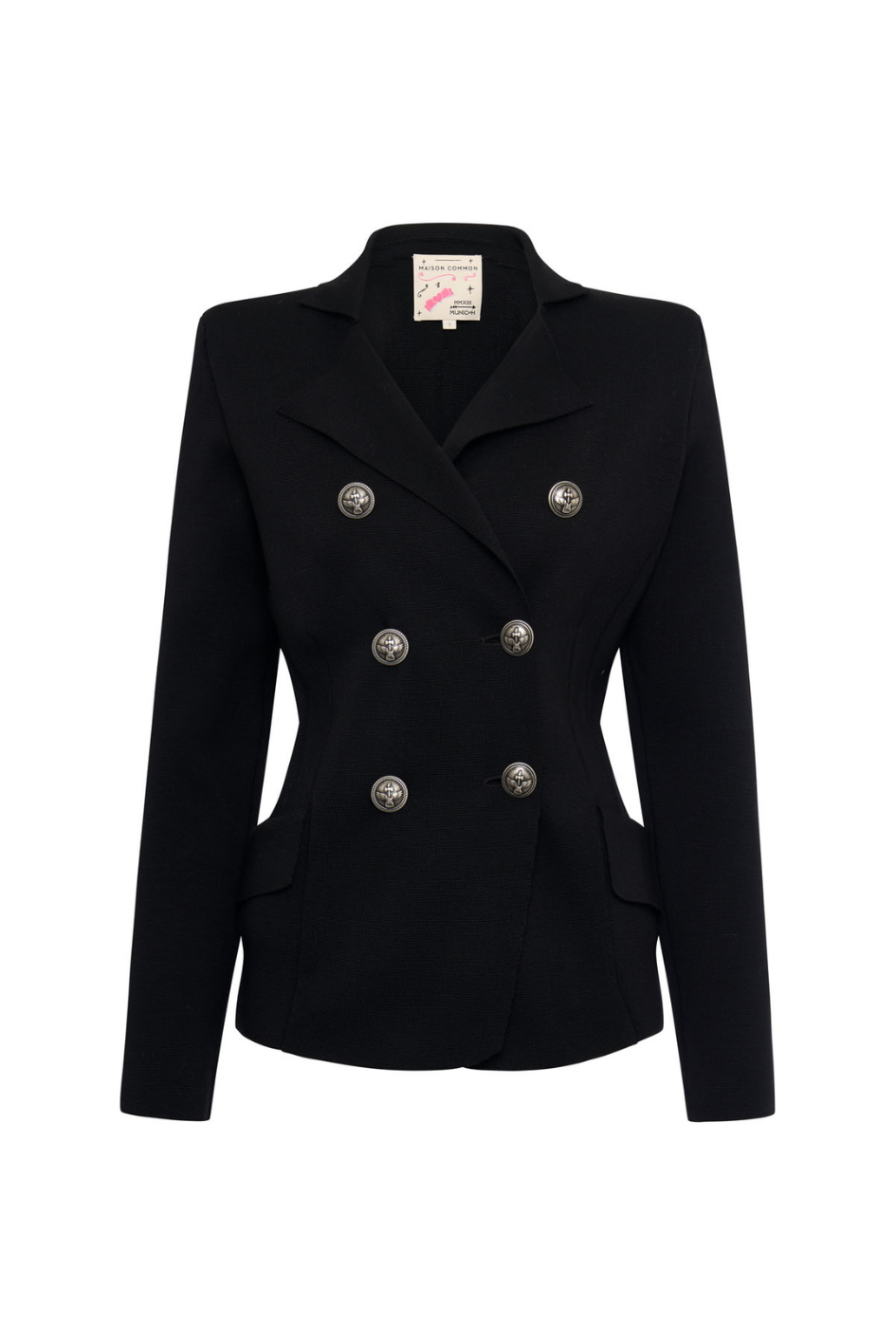 Tailored Double-Breasted Blazer with Flap Pockets