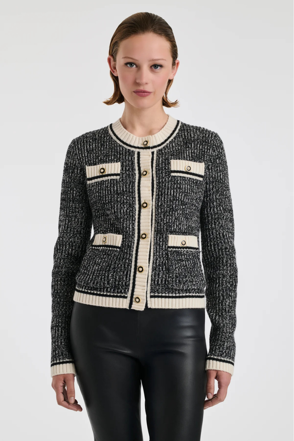 Cropped Cardigan with Patch Pockets