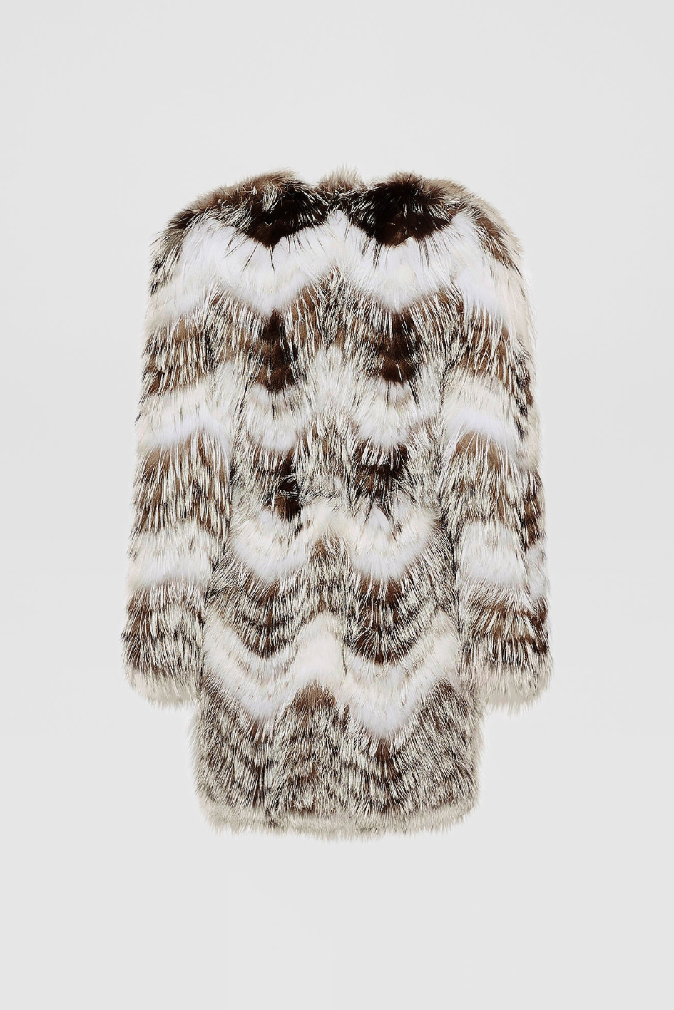Coat with belt made of Merino Knit and Fox Fur
