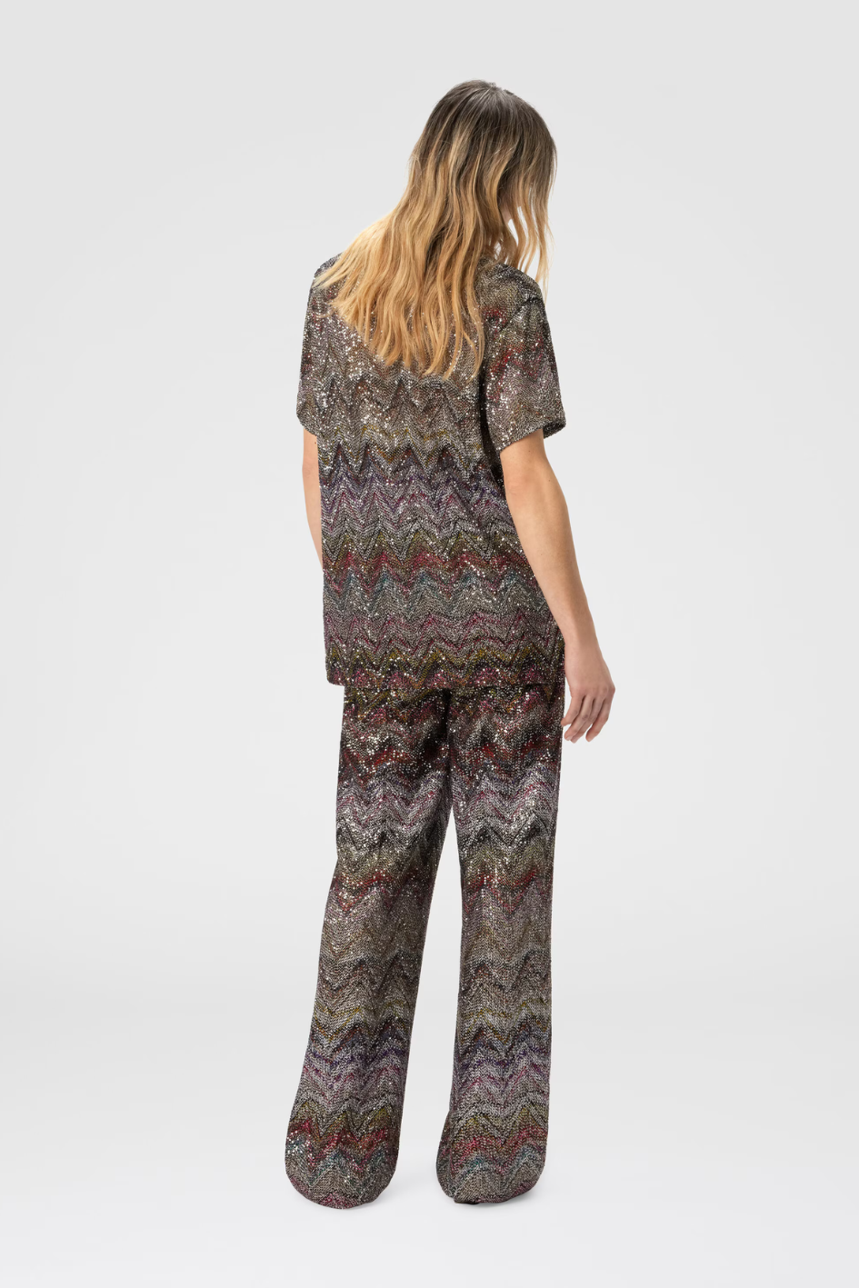 Short Sleeve T-Shirt with Zigzag and Sequins