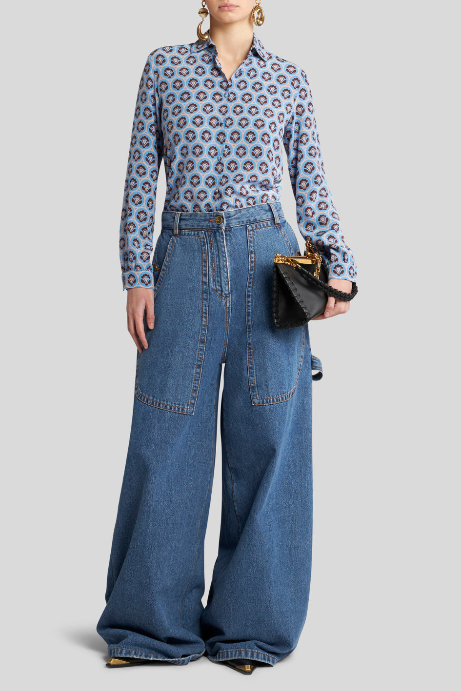 Blouse in printed Silk