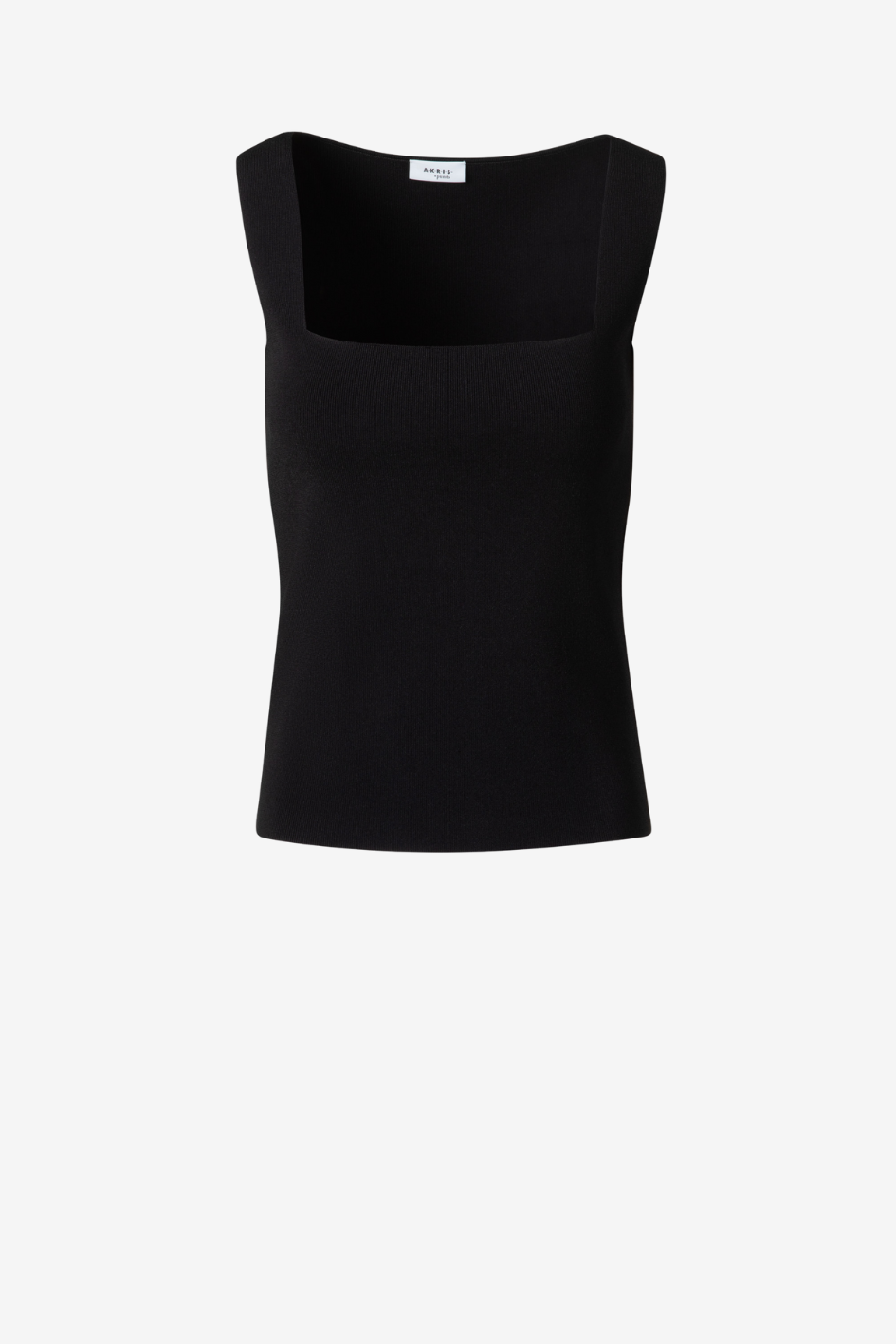 Black Ribbed Square-Neck Tank Top