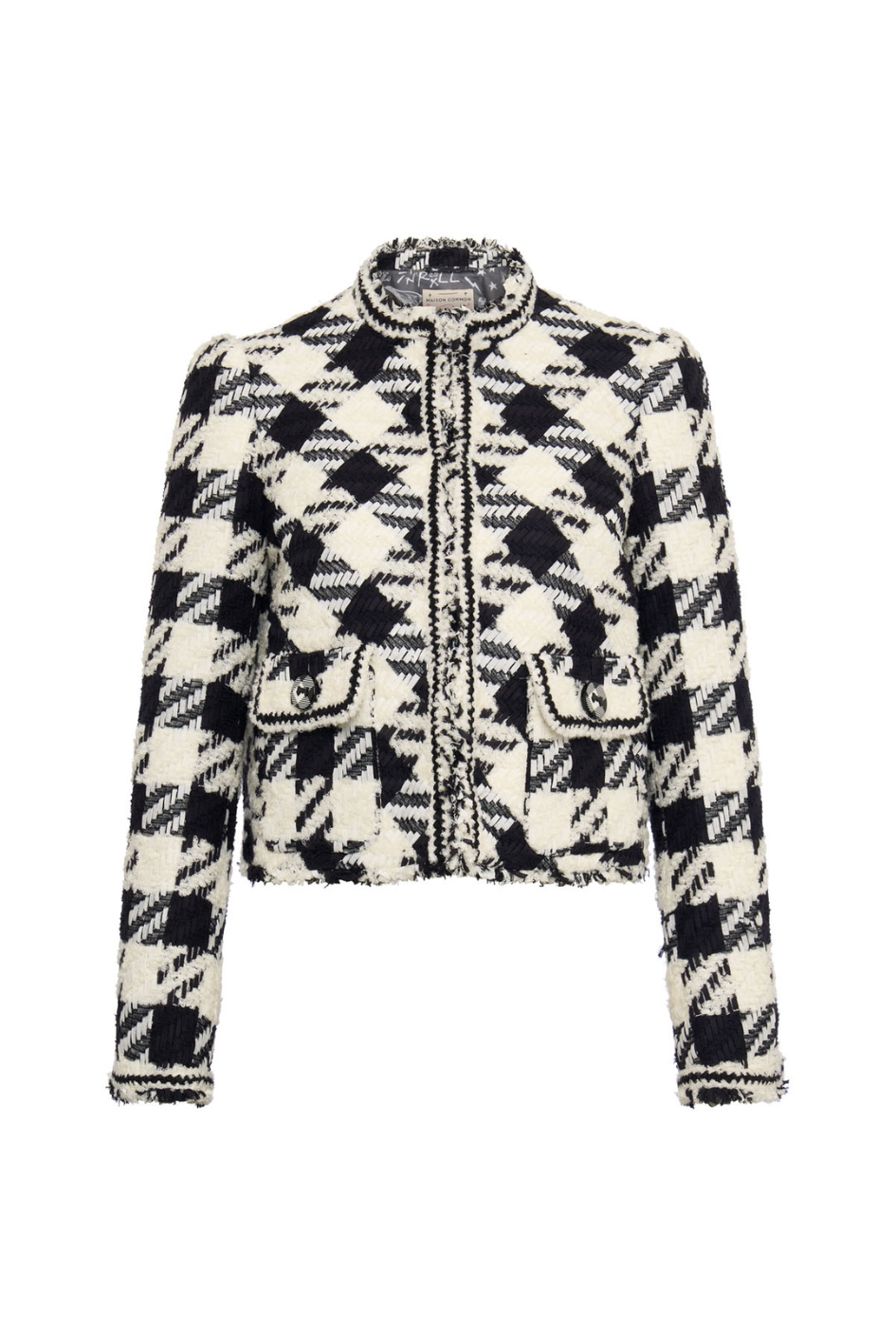 Cropped Check Jacket with Patch Pockets
