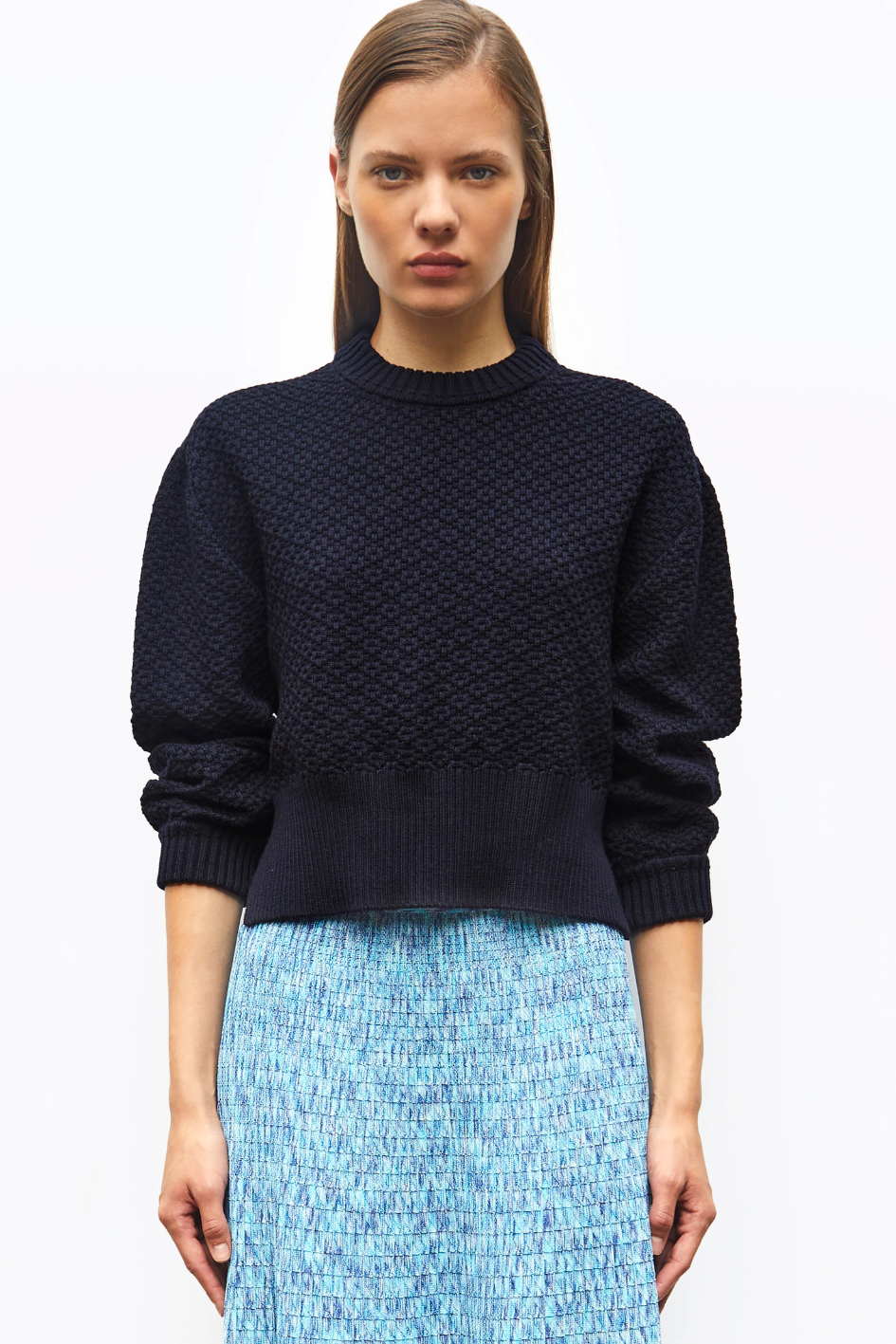 Checkerboard Knit cropped Sweater