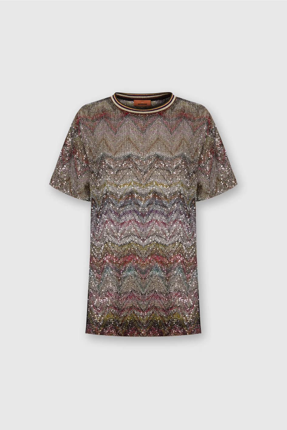 Short Sleeve T-Shirt with Zigzag and Sequins