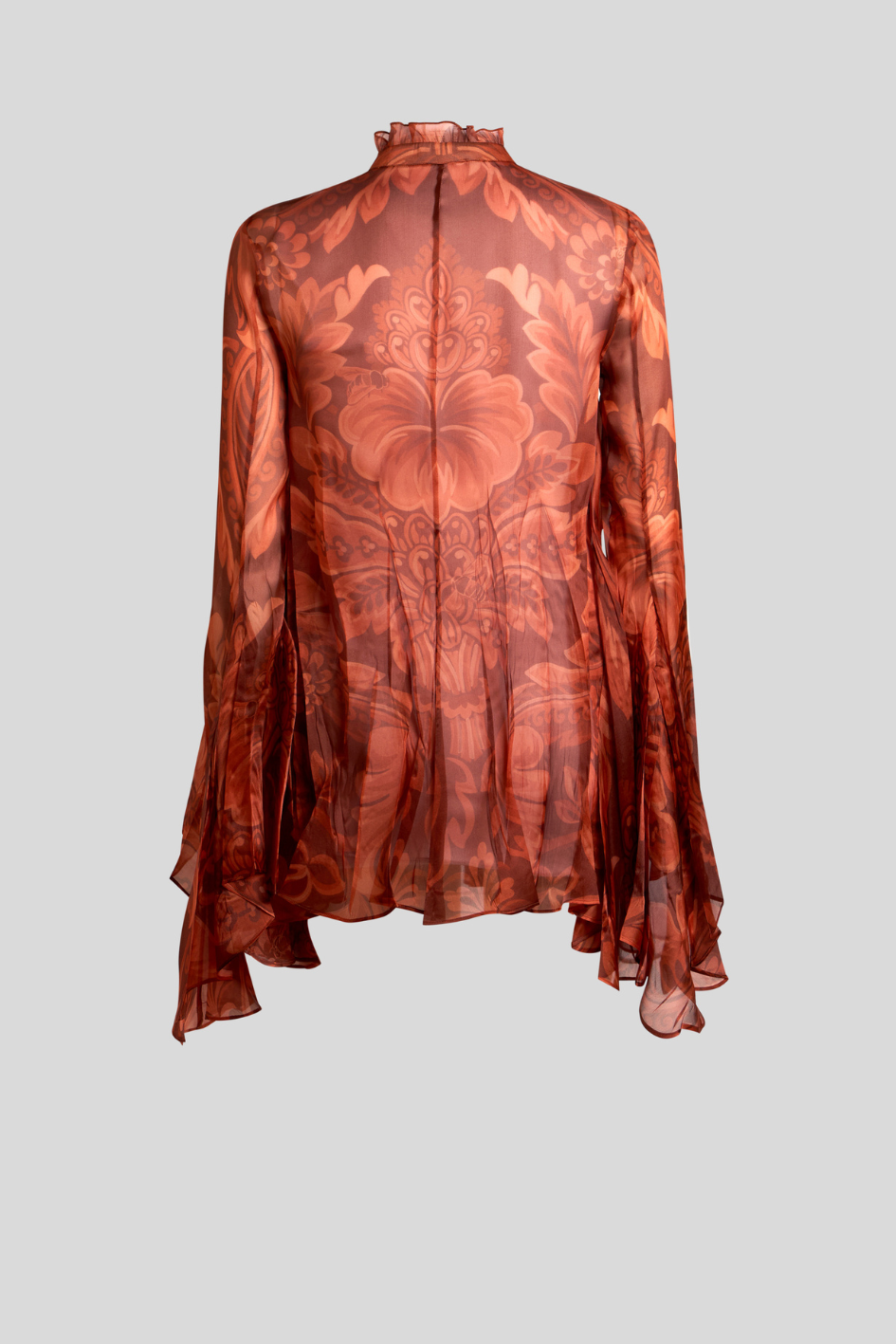 Floral Jacquard Chiffon Blouse in Burnt Orange
