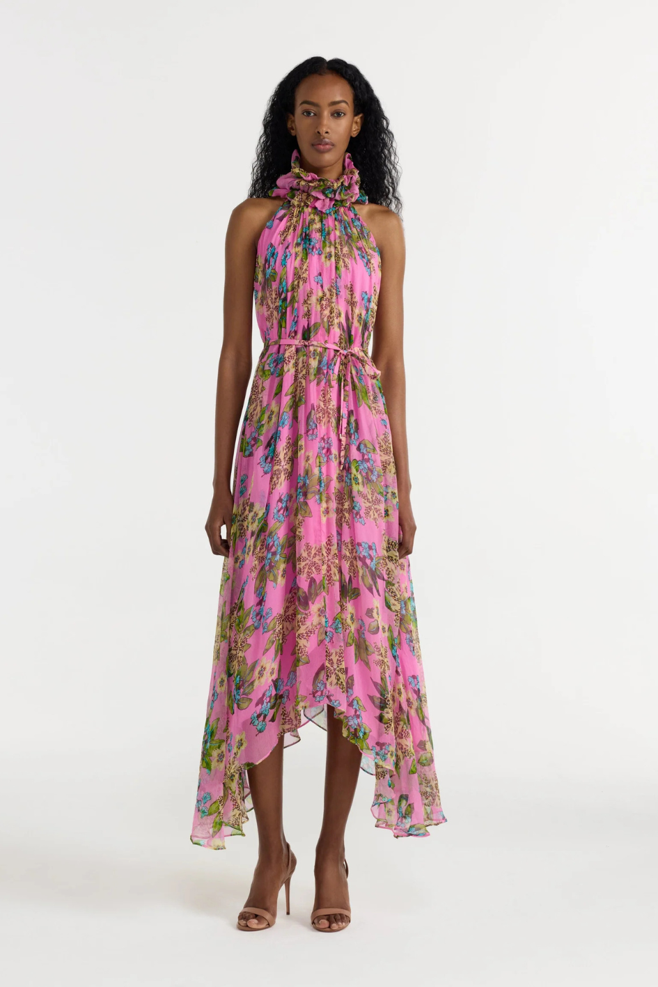 Iris Ruffle Dress in Fiori Peony