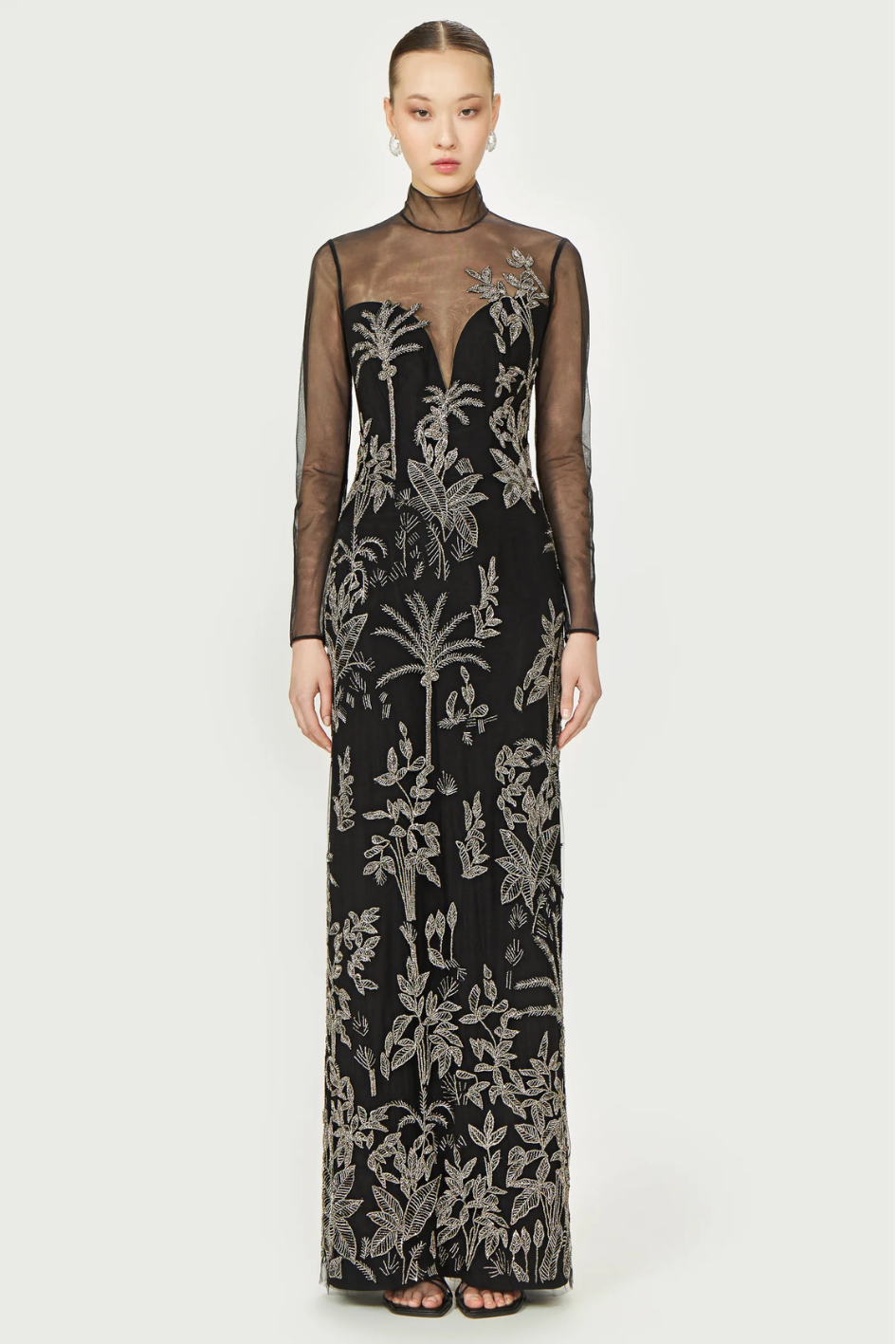 Marcella Tulle High-Neck Gown