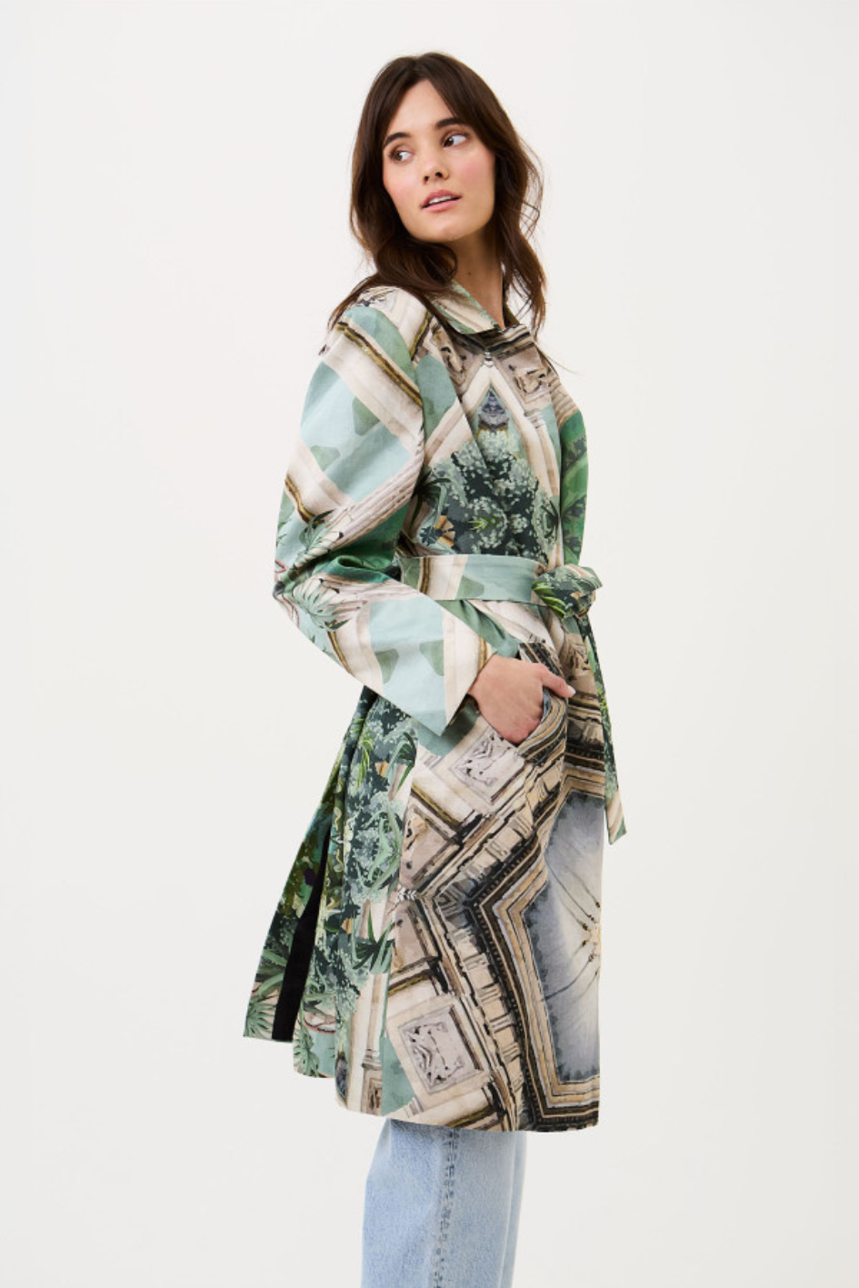 Palm and Prism Trench Coat